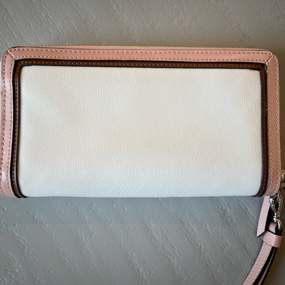 Kate Spade Anita Patterson Drive Double Zip Wristlet Wallet Pink White - Picture 3 of 12